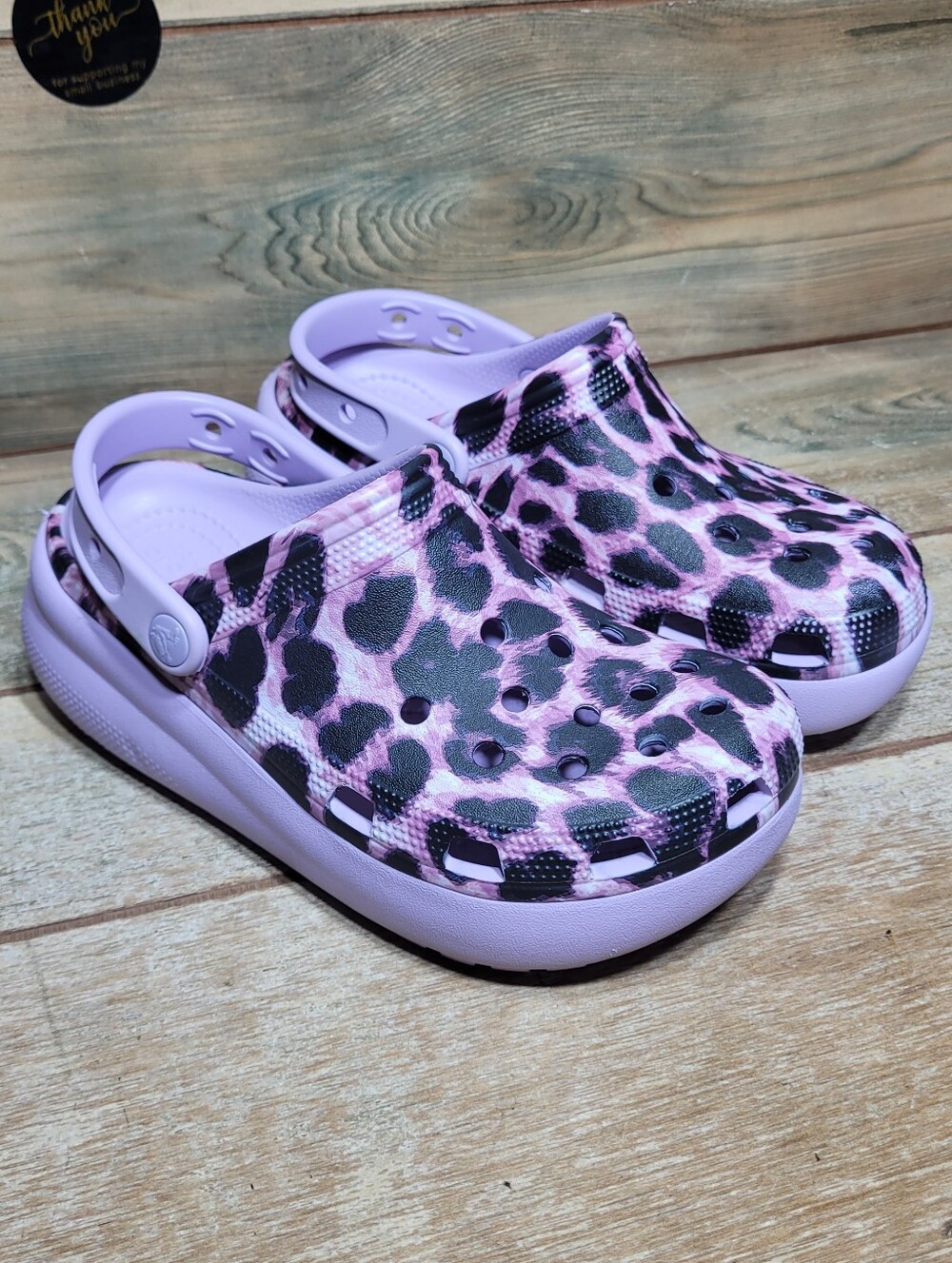 Crocs Kids Classic Animal Violet Print Clogs Size J4 (207838)